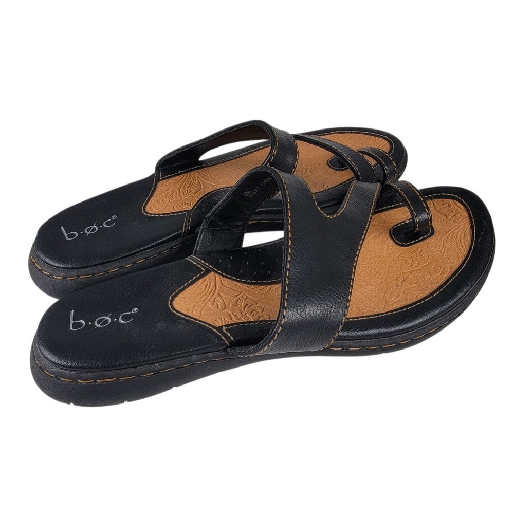 B.O.C Born Women's Black Toe Ring Sandals Laurina Slip On Shoes size 9 M - Picture 3 of 9